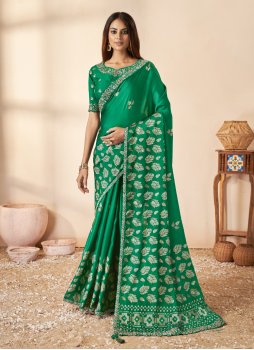 Silk Green Thread Trendy Saree