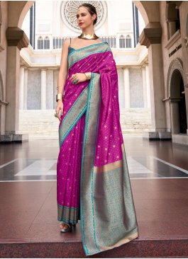 Silk Weaving Burgundy Classic Saree