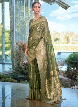 Silk Woven Trendy Saree in Green
