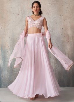 Sonorous Plain Pink Readymade Lehenga Choli