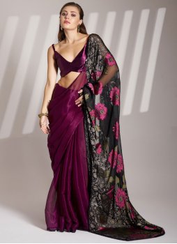 Tempting Floral Patterns Contemporary Saree