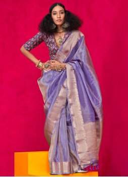 Tissue Zari Trendy Saree in Lavender
