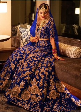 Trendy Velvet Diamond Blue Trendy Lehenga Choli
