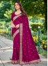 Vichitra Silk Embroidered Contemporary Saree in Rani