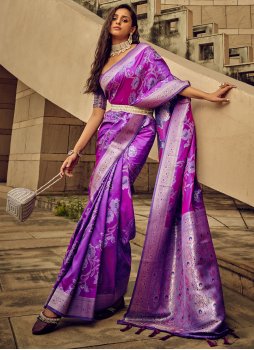 Violet Digital Print Party Classic Saree