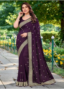 Whimsical Vichitra Silk Embroidered Saree