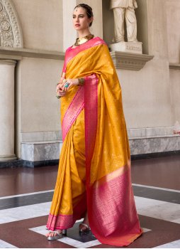 Zesty Silk Weaving Mustard Trendy Saree