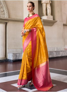 Zesty Silk Weaving Mustard Trendy Saree